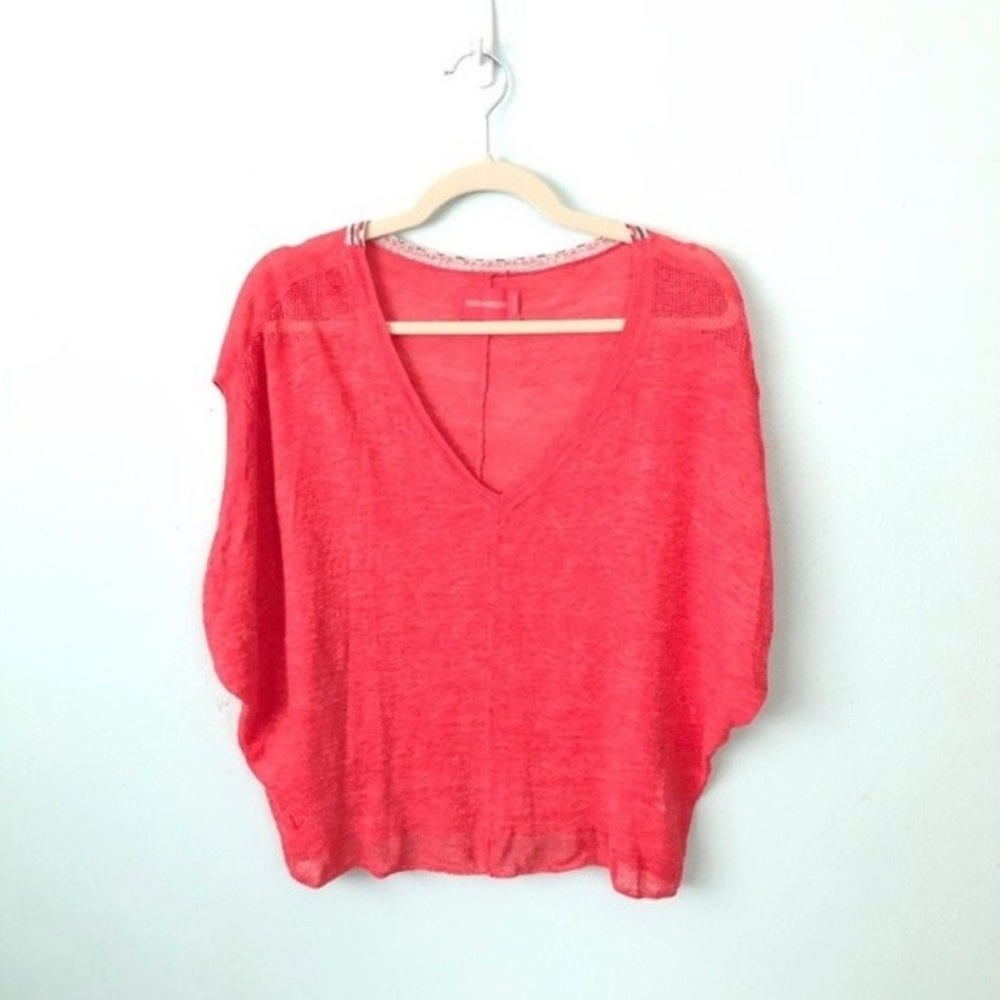 Zadig & Voltaire Slub Knit Dolman Sleeve Top Coral